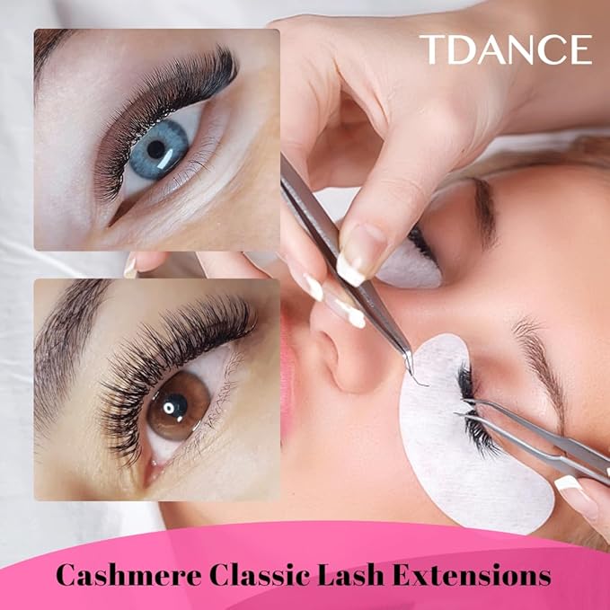 TDANCE Cashmere Lash Extensions Super Matte Black Volume Lash Extension 0.15mm Thickness B Curl Eyelash Extensions for Professional Salon Use(0.15-B,8-15mm)