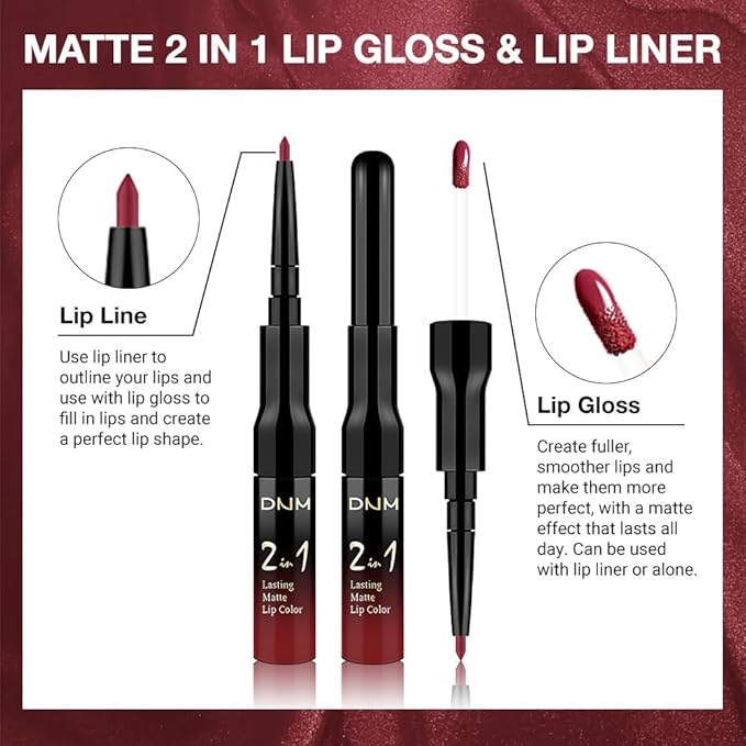 evpct 1Pcs Cherry Frost Red Matte Lip Liner and Liquid Lipstick Stain Makeup Set for women, Red Long Lasting Smudge Proof Lipstick labiales matte mate larga duracion listip 24 hours originales,05#