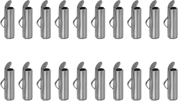 uxcell 100Pcs Slide on End Clasps, 13mm Tube Ball Bead Slider Crimp Ends for Multi-Strand DIY Craft Making, Metallic Black