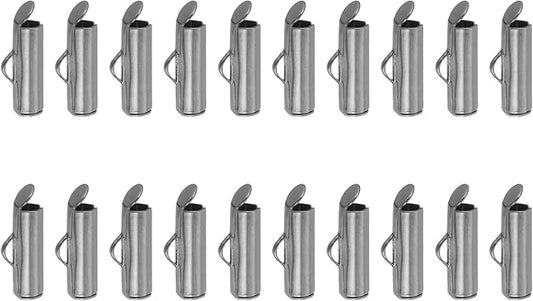 uxcell 100Pcs Slide on End Clasps, 13mm Tube Ball Bead Slider Crimp Ends for Multi-Strand DIY Craft Making, Metallic Black