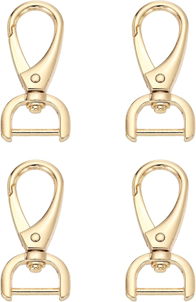 HARFINGTON 4pcs Detachable Snap Hook Swivel Clasp 5/8" (16mm) Zinc Alloy Lobster Claw Clasp for Keychain Lanyard Purse DIY Purse Strap, Light Gold