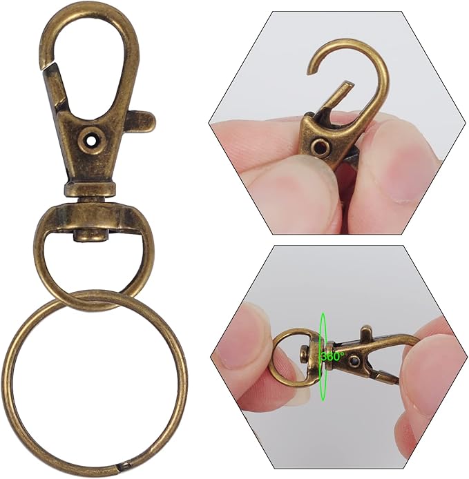 100PCS Keychain Hooks with Key Rings.. Metal Swivel Lobster Claw Clasps, for Keychain Clip Lanyard, Jewelry Making, Crafts