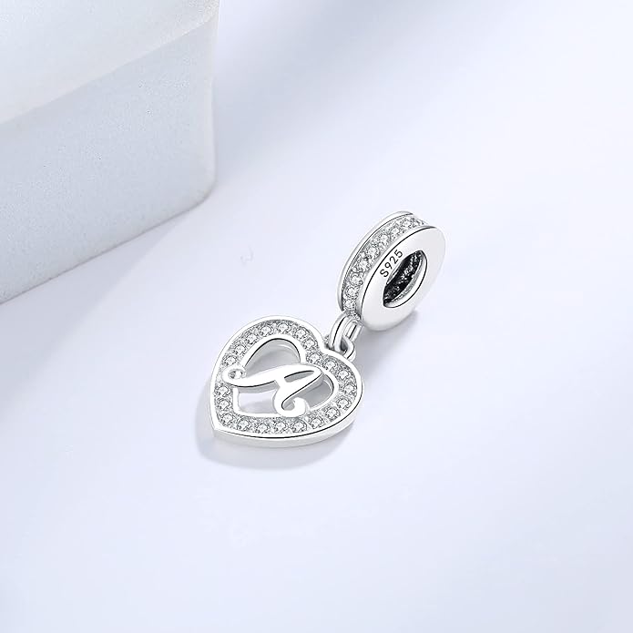 925 Sterling Silver Letter Charms A~Z Alphabet Charm Letter Beads fit Pandora European Bracelets fit Wife Mom Christmas Birthday Gift