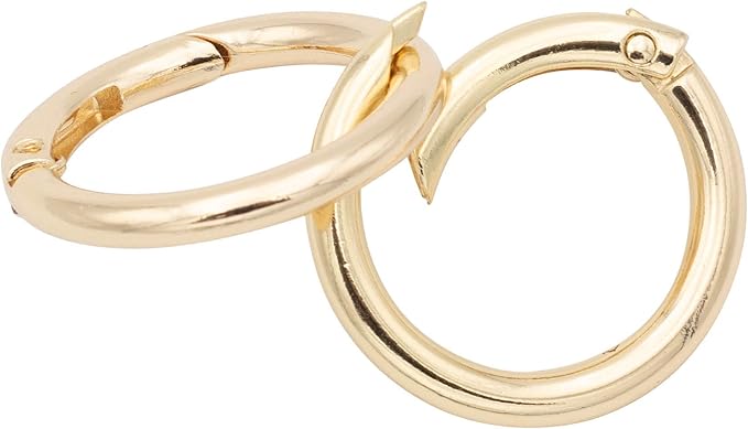 15pcs Trigger Spring O Rings Round Carabiner Clip Snap for Keyrings Buckle, Bags,Purses (Gold, 1 inch)