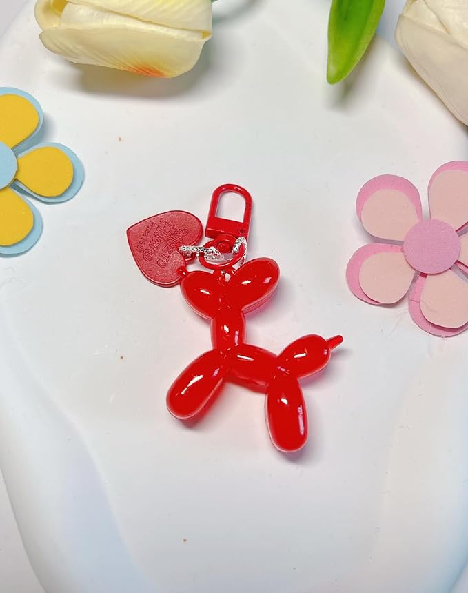 LAEKOU Jelly Balloon Dog Design Keychain for Women, Cute Girls Key Chain, Bag Charms Accessories for Car Purse Backpack