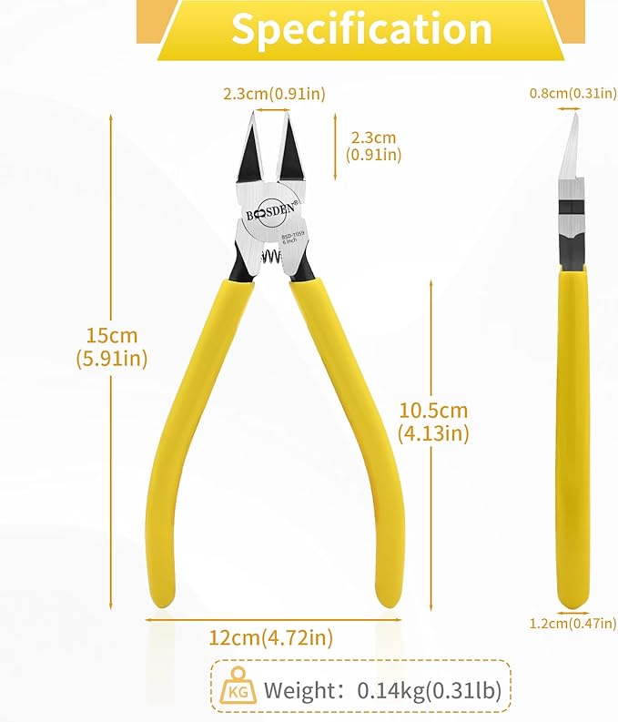 BOOSDEN Small Wire Cutters 2 Pack, 6 inch Wire Cutting Pliers, Dikes Spring Loaded Side Cutters, Flush Cut Pliers, Precision Wire Cutters for Crafting/Artificial Flowers/Jewelry Making