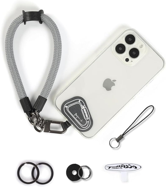 project-cb Hand Wrist Phone Strap,Phone Lanyard Patch ×2,Cell Phone Case Holder,Wristlet Strap for Key,AirPods,Camera (Gray, 15.7inch)