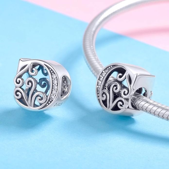 925 Sterling Silver Letter Charms for Pandora Bracelets Alphabet Initial Charms Beads Birthday Christmas Jewelry Gift for Women