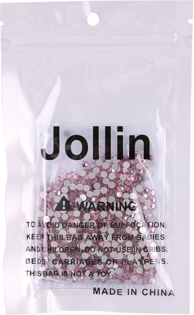 Jollin Glue Fix Crystal Flatback Rhinestones Glass Diamantes Gems for Crafting Nail Art Crafts Decorations Clothes Shoes 3.2mm (ss12 1440pcs, Pink)