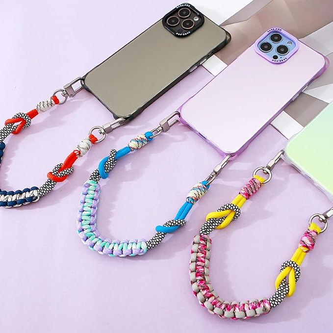 Boho Macrame Phone Wrist Strap, Cell Phone Lanyard with Tether Tab, Keychain Wristlet Charm, Anti-Loss Phone Chain