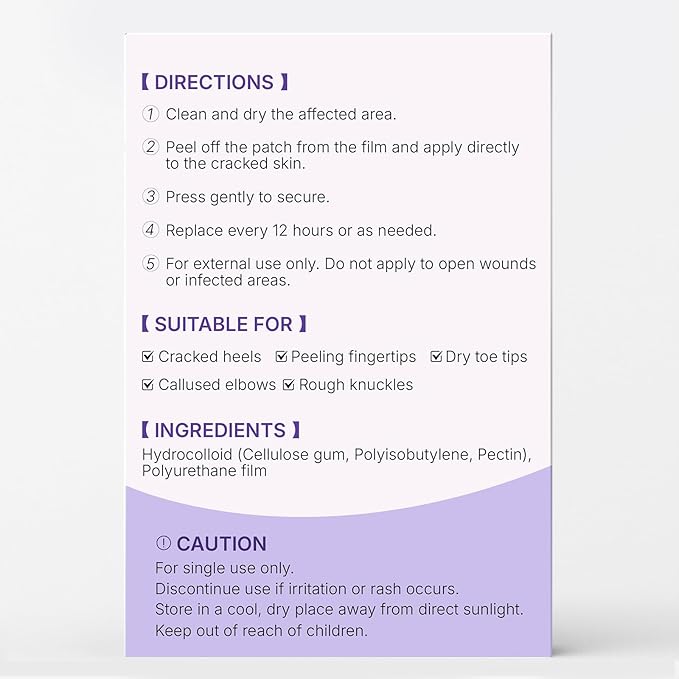PUREEASE Cracked Skin Repair Sheets for Dry Heels, Fingers & Hands – Soft Barrier Stickers for Moisture Lock & Skin Recovery – Waterproof, Hypoallergenic, Invisible – 10 Sheets