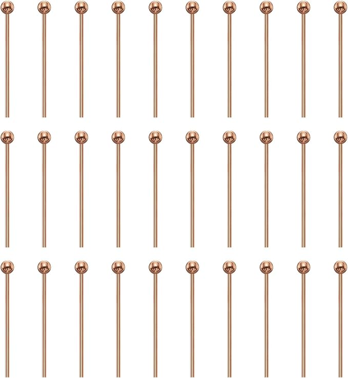 HARFINGTON 100pcs Ball Head Pins 0.63" 16mm Round Head Pins for Earring Pendant Necklace Bracelet Charm Jewelry Making Findings DIY Craft, Rose Gold