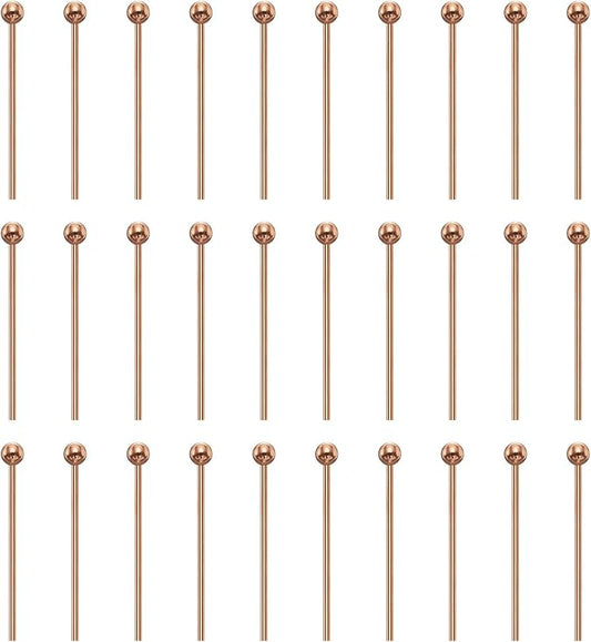 HARFINGTON 100pcs Ball Head Pins 0.63" 16mm Round Head Pins for Earring Pendant Necklace Bracelet Charm Jewelry Making Findings DIY Craft, Rose Gold