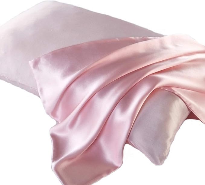 Mulberry Silk Pillowcases Set of 2, Hypoallergenic Satin Pillow Covers for Hair and Skin, with Hidden Zipper, Both Side 100% 19 Momme Silk (Pink,Queen)