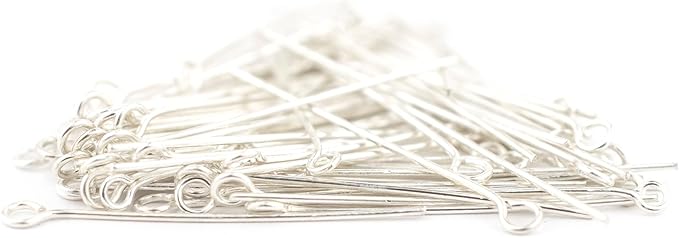 The Bead Chest Silver 21 Gauge 1.5 Inch Eye Pins (Approx 100 Pieces)