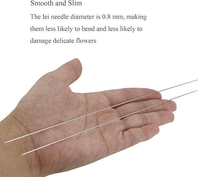 3Pcs Hawaiian Lei Needle for Leis Making, 14 Inch Large Eye Sweing Long Needle for Flower Lei Making Lei Needle to Make Hawaiian Lei for Graduation Wedding Birthday Party, Dia 0.8 mm, LXLVOUEG