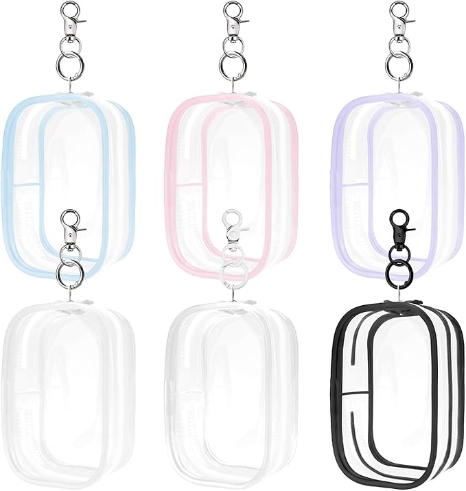 6 Pcs Clear Figure Display Bag with Keychain, Zipper Clear Display Case, Mini Doll Pouch for Figures Collectibles