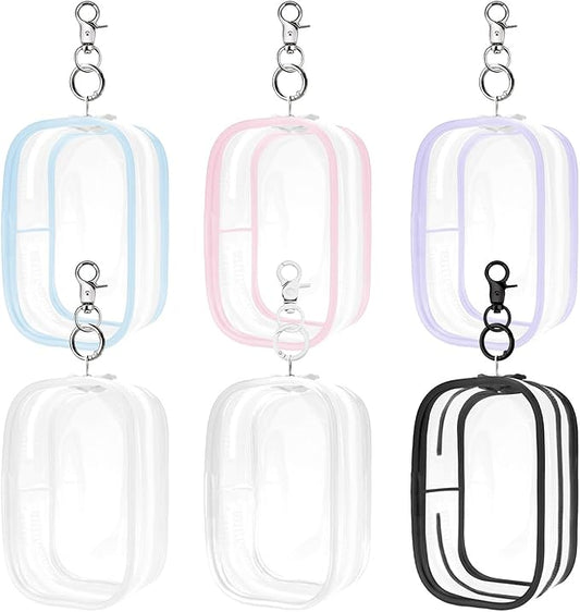 6 Pcs Clear Figure Display Bag with Keychain, Zipper Clear Display Case, Mini Doll Pouch for Figures Collectibles