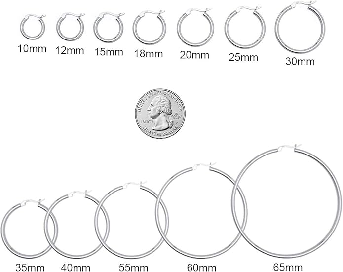 Savlano 925 Sterling silver Round Hoop Earrings for Women & Men Comes in 10MM-25MM