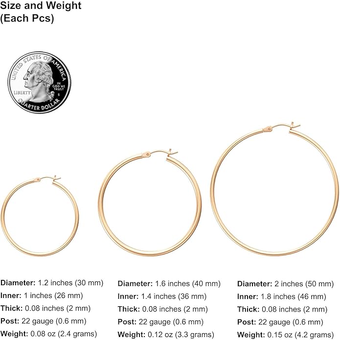 Gacimy Gold Hoop Earrings for Women 14K Real Gold Plated Hoops with 925 Sterling Silver Post