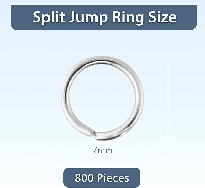 Mandala Crafts 7mm Silver Colored Double Jump Rings for Jewelry Making - 800 Pcs Small Split Key Rings Set for Crafts, DIY Keychains, and Accessories