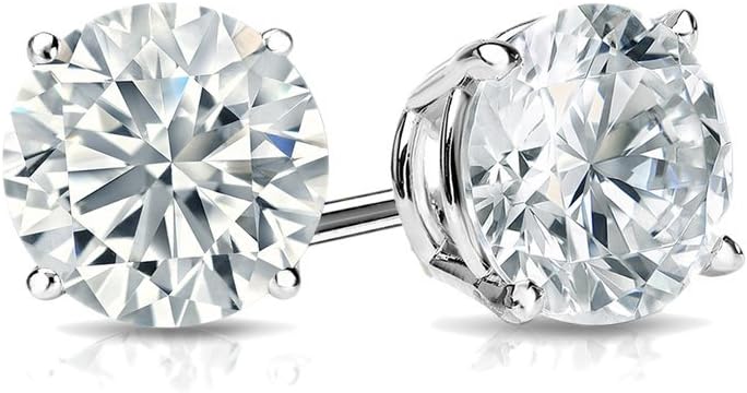 1/4 to 2 Carat Lab Grown Diamond Round Stud Earrings in 14k Gold (E-F, SI1-SI2, cttw), 4-Prong Basket Screw Back by Diamond Wish