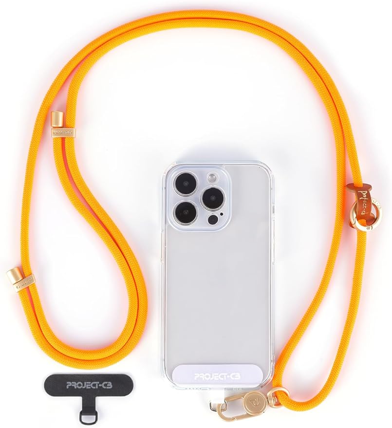 project-cb Cell Phone Lanyard 1,Phone Tether Tab 2,Phone Crossbody Strap,Lanyards for Around the Neck,Adjustable Phone Strap(Orange-G)