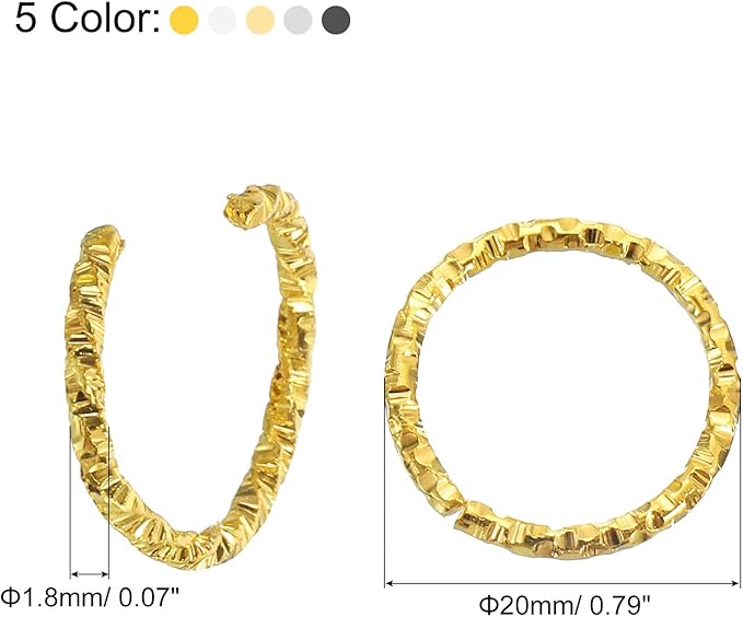 uxcell 50Pcs Open Jump Rings, 20mm Twisted O-Ring Connectors for DIY Crafts Bracelet Necklaces Jewelry Making, Multi Color