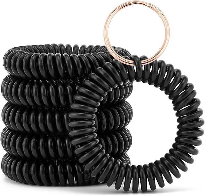 Spiral Keychain Stretchy Wrist Coil Bracelet Key Chain Waterproof Wristlet Key Holder for Pool, Sauna, Sports, Gym