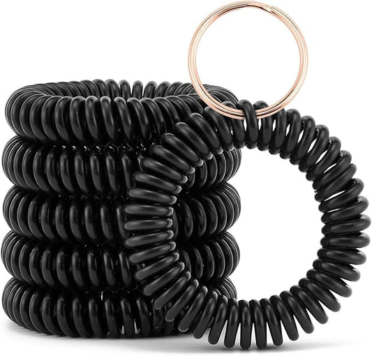 Spiral Keychain Stretchy Wrist Coil Bracelet Key Chain Waterproof Wristlet Key Holder for Pool, Sauna, Sports, Gym