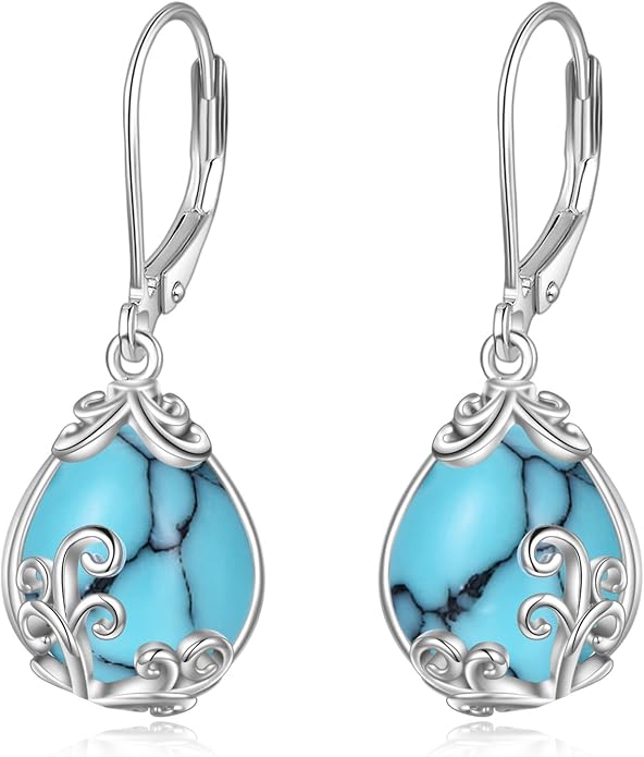 POPLYKE Celtic Filigree Teardrop Drop Dangle Earrings Sterling Silver Leverback Earrings Jewelry for Women