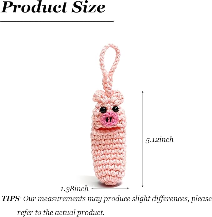 Angyape Cute Lip Balm Holder Keychain Lipstick Chapstick Holder Keychain Crochetr Pig Bag Charms Purse Charms Gifts for Women