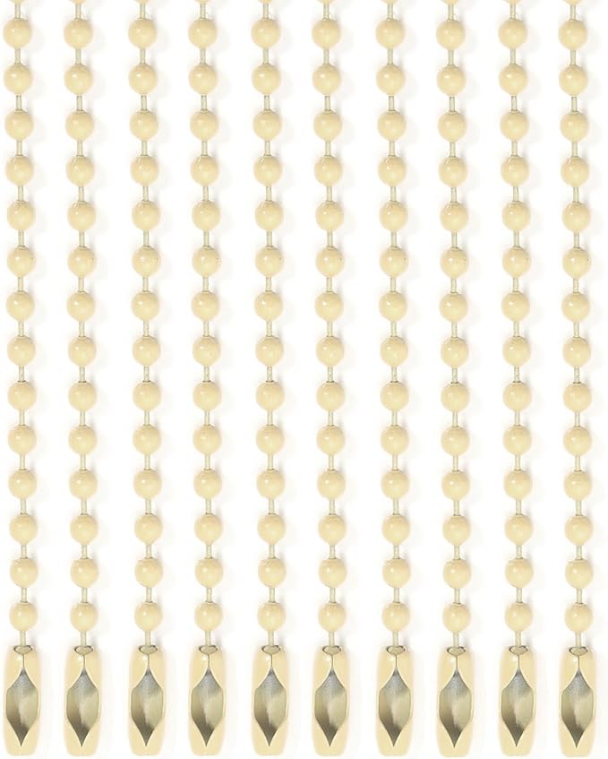 Lemonkey 10Pcs Ball Beads Chain Bulk,Cream Keychain Rings Metal Chain,4 Inch Dog Tag Metal Small Chain with Connectors for Hanging Decoration
