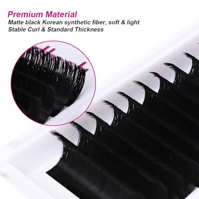 Eyelash Extensions DD Curl Easy Blooming Lash Extension Matte Black Rapid Volume Lash Extensions Flowering Easy Fan Volume Lashes (0.03-DD, 15-20mm)