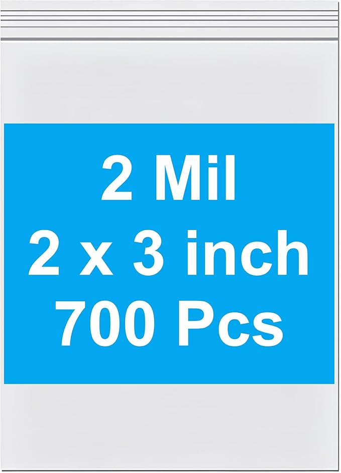 700pcs 2 x 3 inch Small Plastic Bags, 2 mil Thick, Zip Bag, Mini Clear Jewelry Bags, Baggies with Resealable Zip Bag for Small Business, Daily Vitamin, Jewelry, Candy