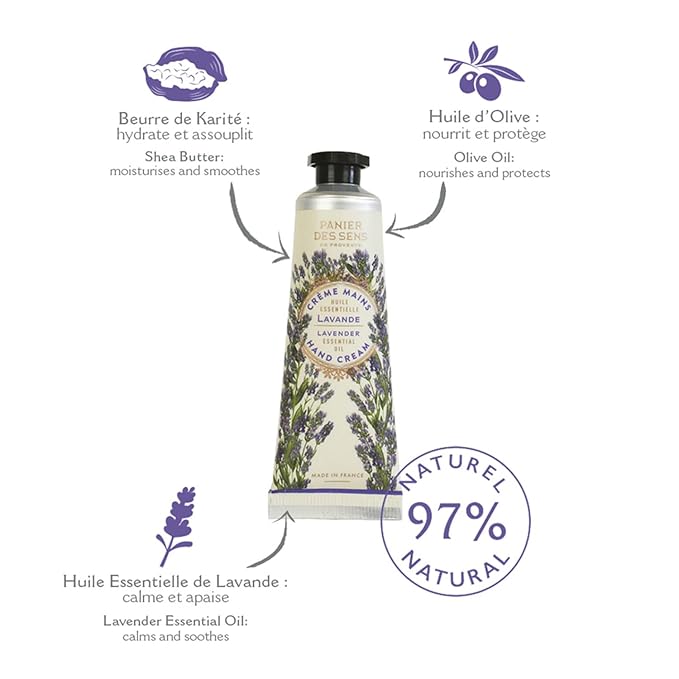 Panier des Sens - Mini Hand Cream Set - Birthday, Gifts for Women - Rose, Lavender, Verbena Natural Hand Cream - Gift Ideas Made in France - 97% Natural - Hand Lotion Travel Size 3x1 Floz