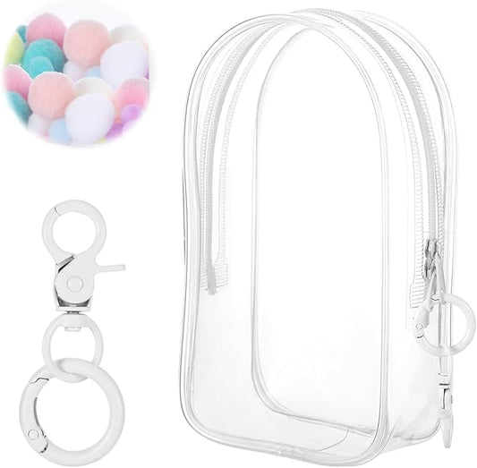 Clear Keychain Pouch, Keychain Figure Display Case for 17cm Doll, Waterproof Hanging Figure Display Bag with Keychains Mini Small Clear Makeup Zipper Pouches Bag Closure for Blind Box Dolls Collection
