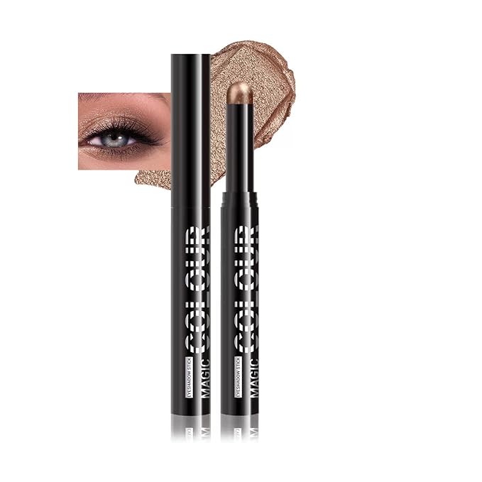 Waterproof Instant Set Shimmer Cream Eyeshadow Stick, Creamy Texture, Long-Lasting, Glitter Boosted, Perfect for Beginners & Models, Multiple Shades Available (07#)