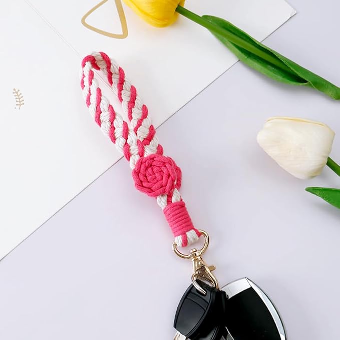 Boho Macrame Phone Wrist Strap, Cell Phone Lanyard with Tether Tab, Keychain Wristlet Charm, Anti-Loss Phone Chain