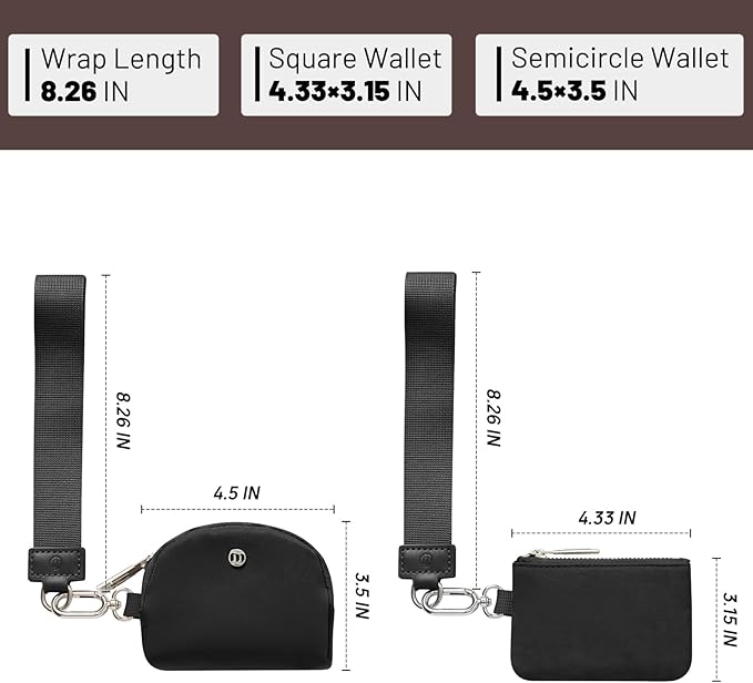 Keychain Wallet Mini Zip Around Wristlet Wallets for Women Detachable Dual Pouch Wristlet Portable Coin Purse Small Wallets