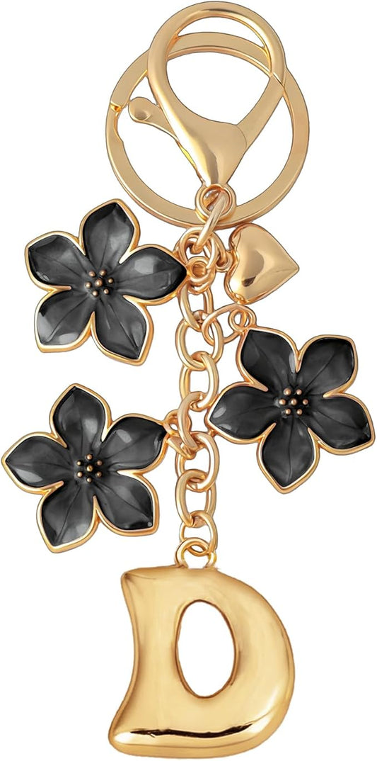 Snycler Bubble Initial Keychain Graceful Flower for bags car remote–A-Z Letter Charms for Women