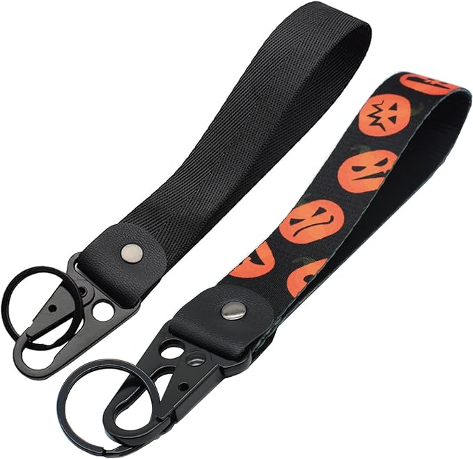 2 Pcs Classic Black & Floral Keychain Wristlet Lanyard for Women couples, Flower Wristlet Strap for Keys Hands-Free Wearable