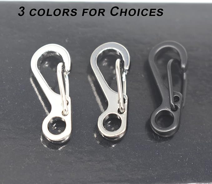Mini Carabiner Clips with Metal Spring Wiregate Hook and Little Eye Hole for Keychain Backpack Clasps