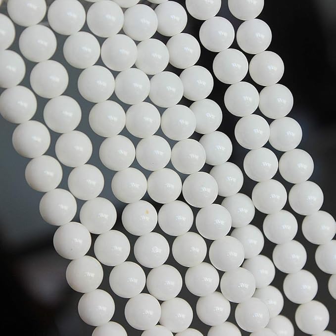MJDCB 7A Natural Deep Sea White Shells Round Stone Beads for Jewelry Making DIY Bracelet Necklace (8mm)
