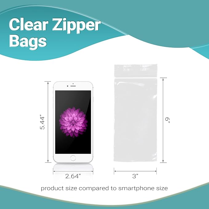 APQ Clear Plastic Reclosable Zipper Bags, 3 x 6 Inches. Pack of 1000 Reclosable Plastic Bags with Zipper Closure. 2 Mil Plastic Jewelry Bags. Waterproof Reclosable Zip Bags for Industrial Use