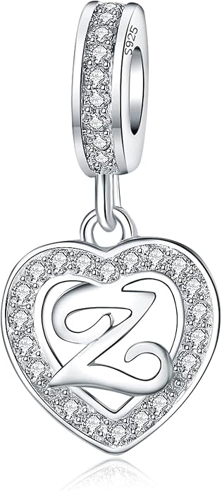 925 Sterling Silver Letter Charms A~Z Alphabet Charm Letter Beads fit Pandora European Bracelets fit Wife Mom Christmas Birthday Gift