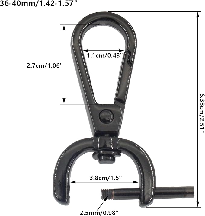 4 PCS Swivel Clasp Hooks,SAFYY Detachable Snap Hook W/Screw Bar,1.5 Inches D Ring Swivel Lobster Claw Clasp with Screwdriver for Lanyard Bag Leather Craft Purse Hardware DIY Bag-Gunmetal