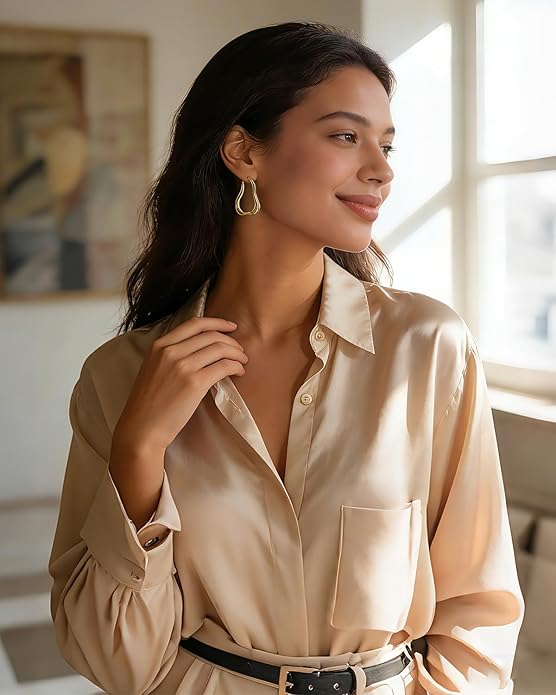 Gold Earrings for Women Trendy, Chunky Gold Huggie Stud Hoop Hypoallergenic Earrings, Jewelry Gifts for Best Friend