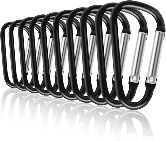 Carabiner Clips, Upins Aluminum Locking Spring Hook Keychain D Shape Heavy Duty Buckle Pack Carabiners Clip Lock Snap Hooks Backpack Clip