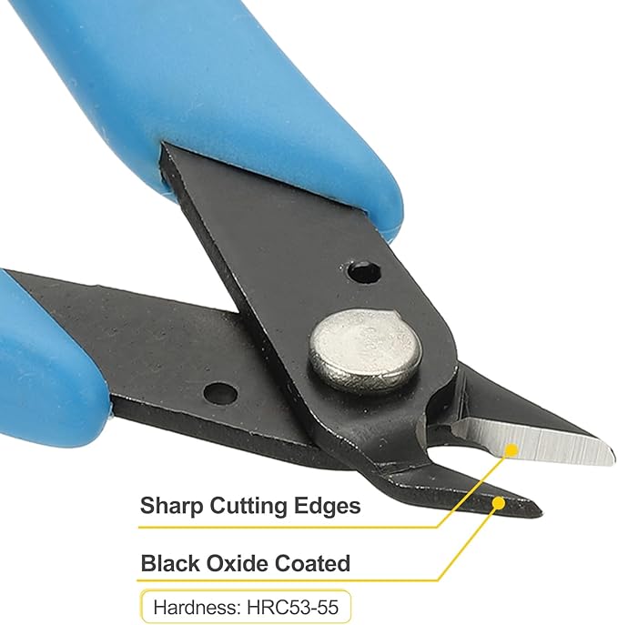 HARFINGTON 2pcs 5" Flush Cut Pliers Small Precision Wire Cutter Side Cutter Diagonal Cutting Pliers for Jewelry Model Electronic 3D Print, Light Blue